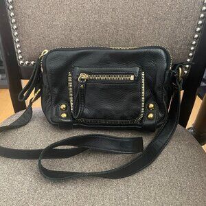 Linea Pelle black pebbled leather crossbody bag